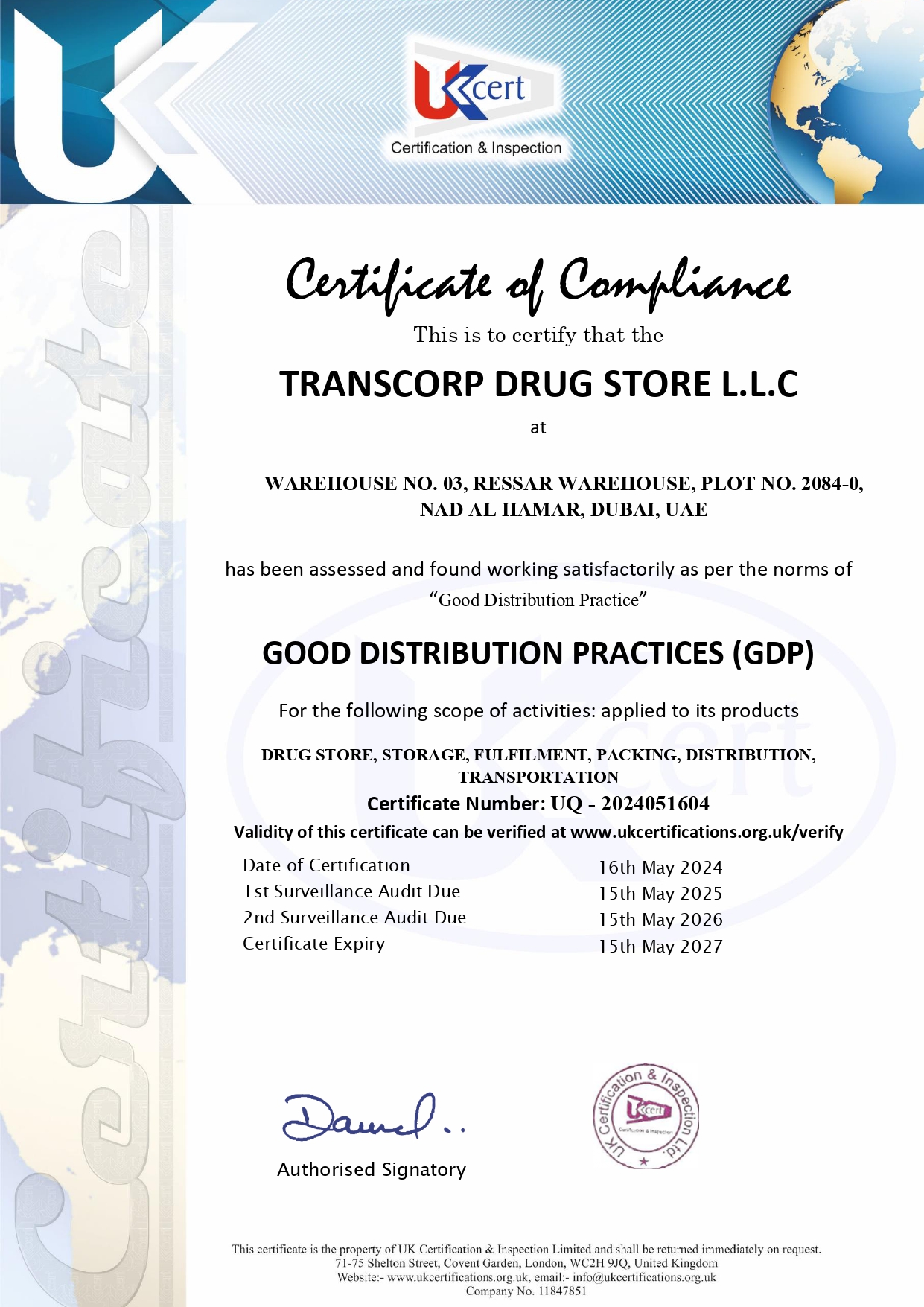 GDP Certificate