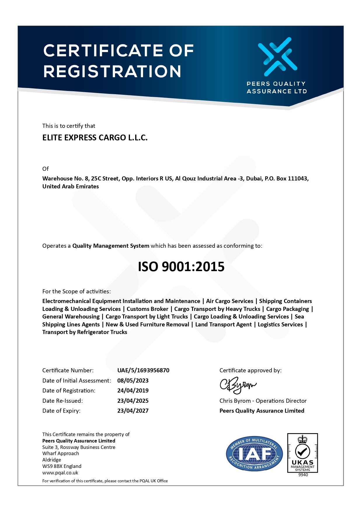 ISO 9001 Certificate